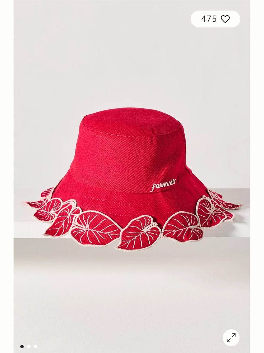 ISO!!FARM Rio Bright Red Leaf-Edge Bucket Hat